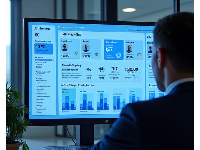 AI-powered candidate screening interface showing skill matching and ranking.
